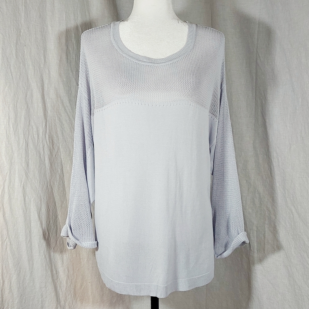89th & Madison pale grey oversize rayon summer knit sweater, XL, NWOT